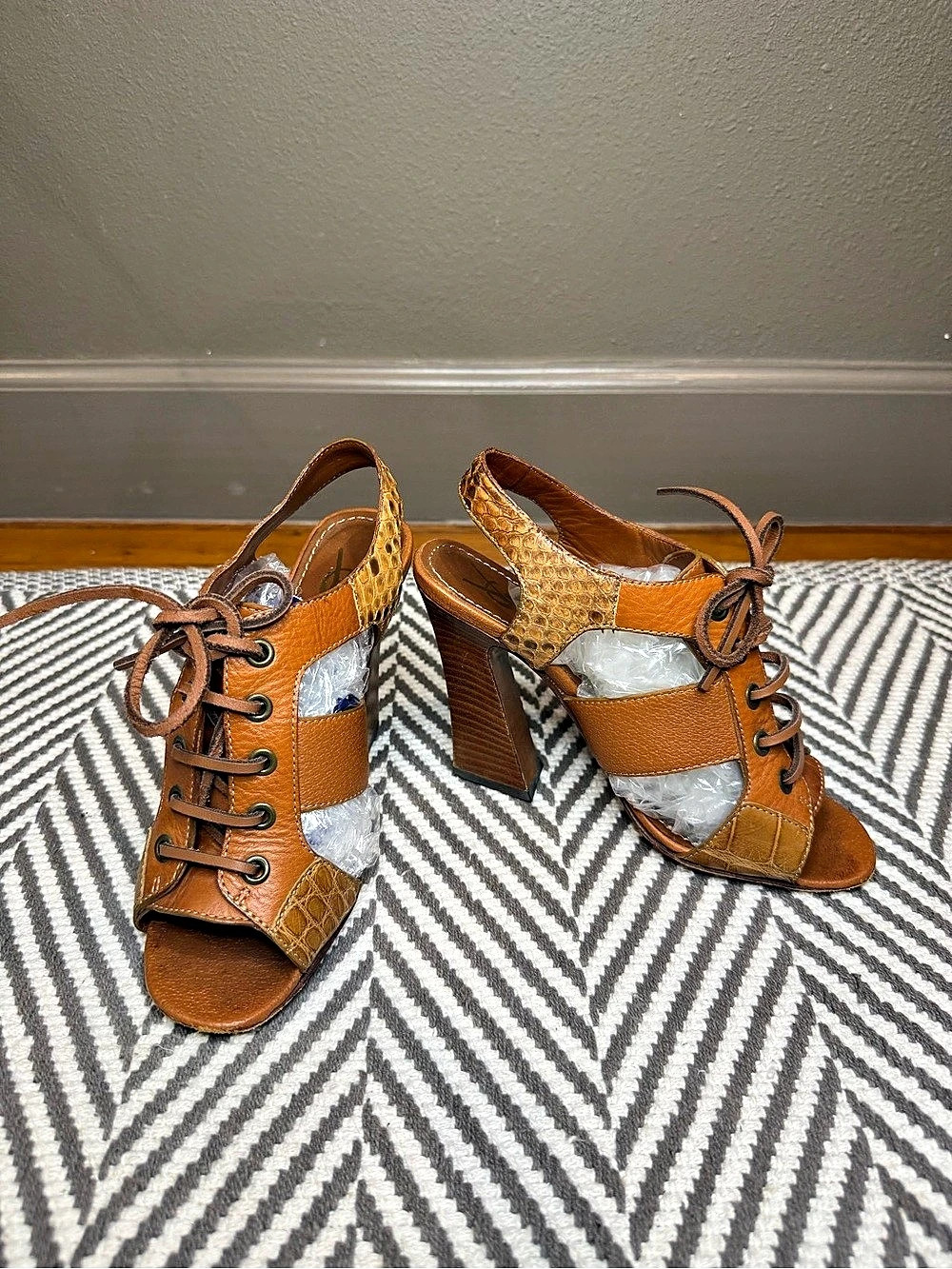 RARE Vintage Yves Saint Laurent Brown Lace-Up Heels